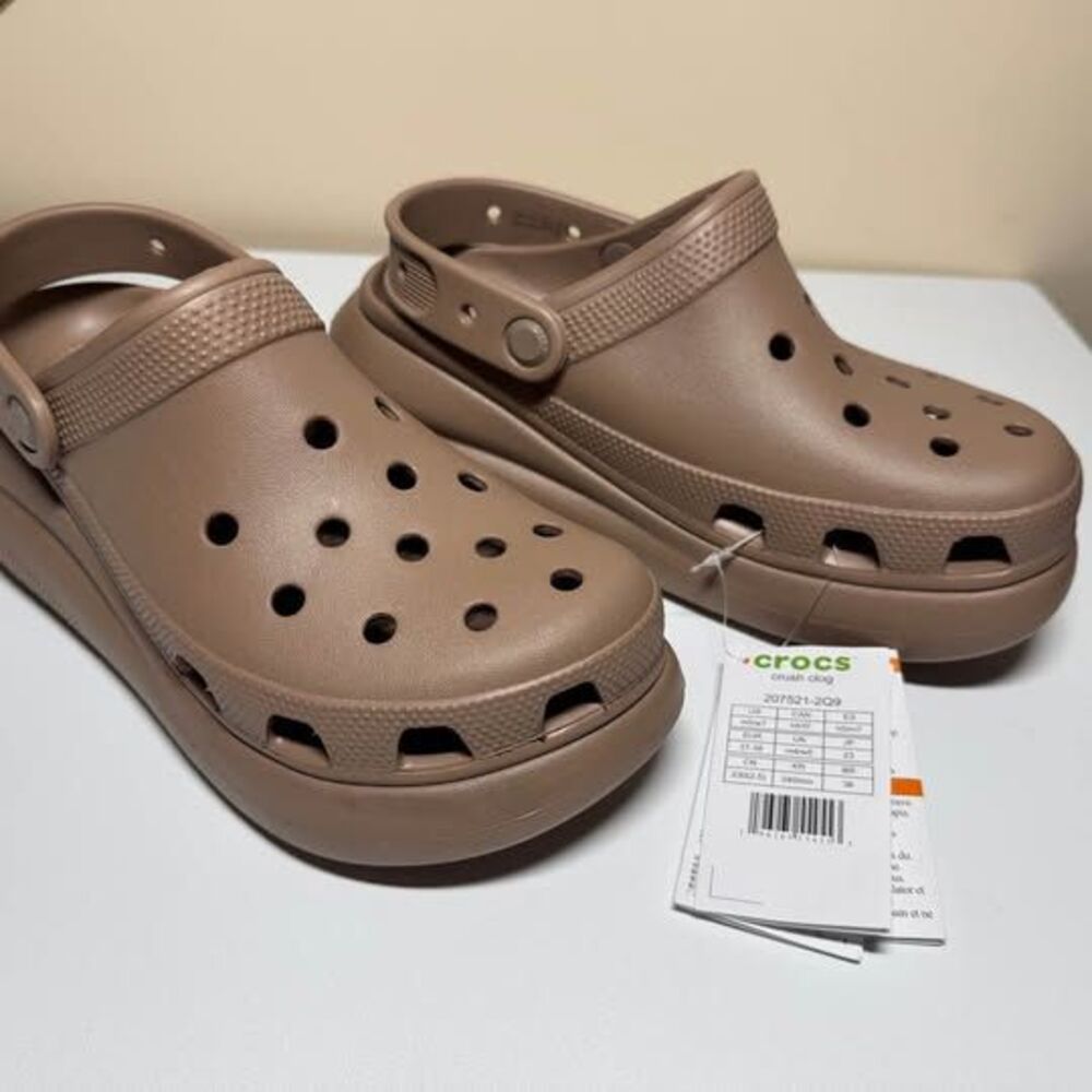 Crocs Classic Crush Clogs Latte Tan Platform Unisex M5 / W7 NWT
